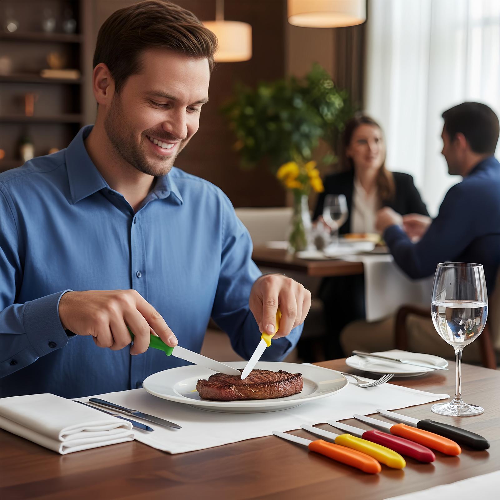 Meal Prep Kitchen - Gezahnter Steakschneider, 5-teilig, Edelstahl, gezahnt, präzises