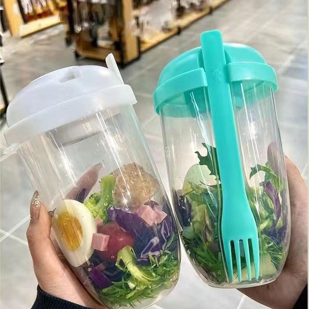 Meal Preparation - 1pc weiß/grün tragbare Flasche Salat Shaker