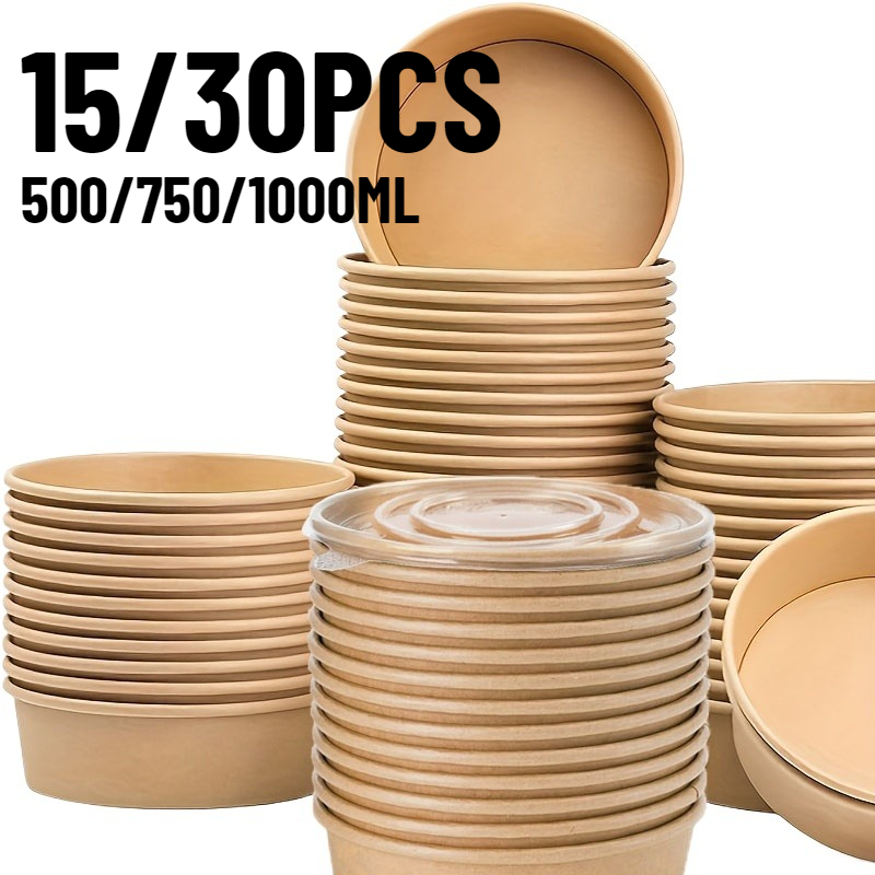 Meal Prep Bowl - 15/30PCS Kraft Papier Schüsseln Einweg Schüsseln