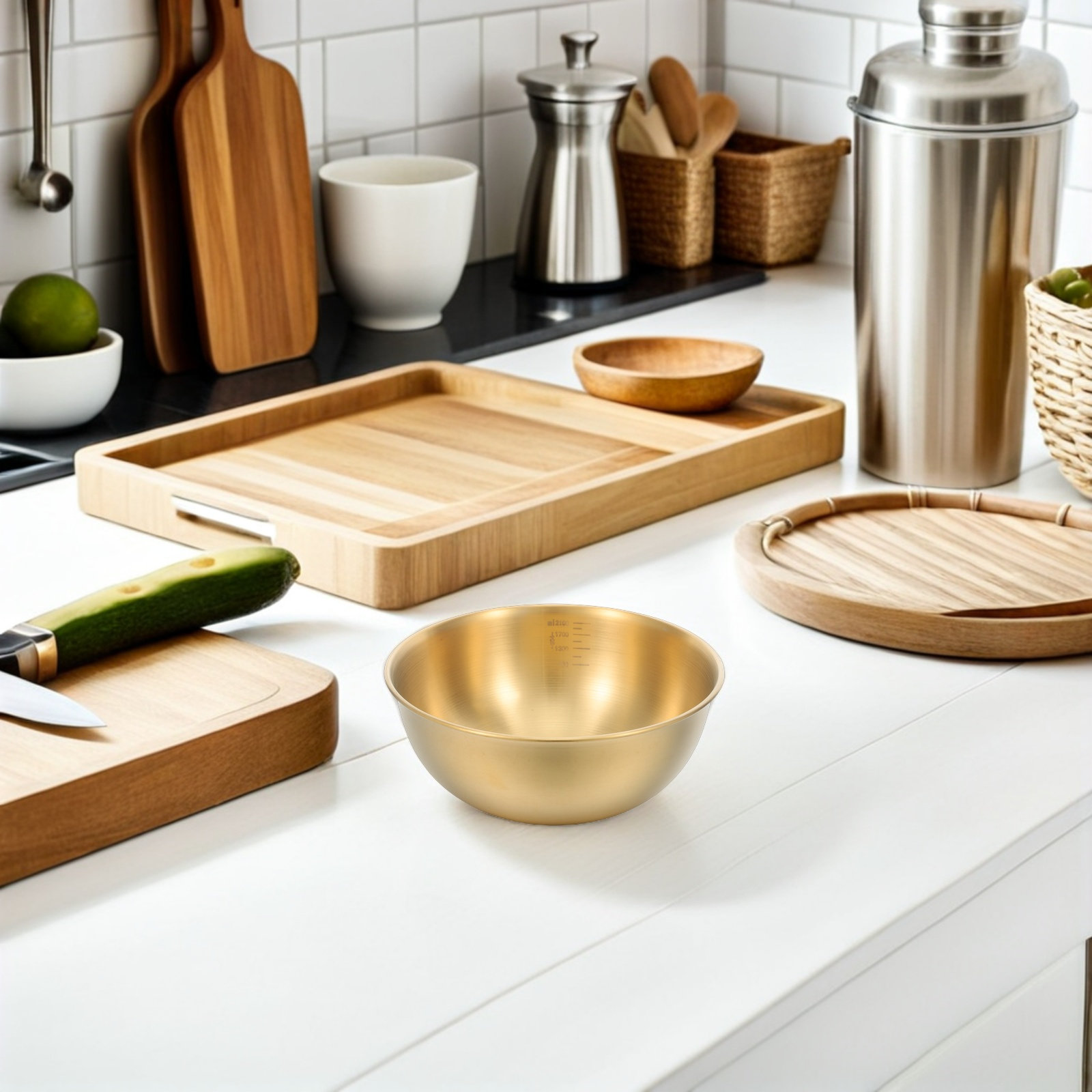 Meal Prep Bowl - 2100 ml Edelstahl-Rührschüssel mit flachem Boden,