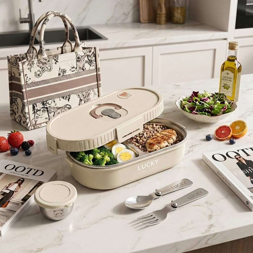 Meal Prep Bowl - Mikrowellengeeignete 304 Edelstahl Bento Lunchbox Set