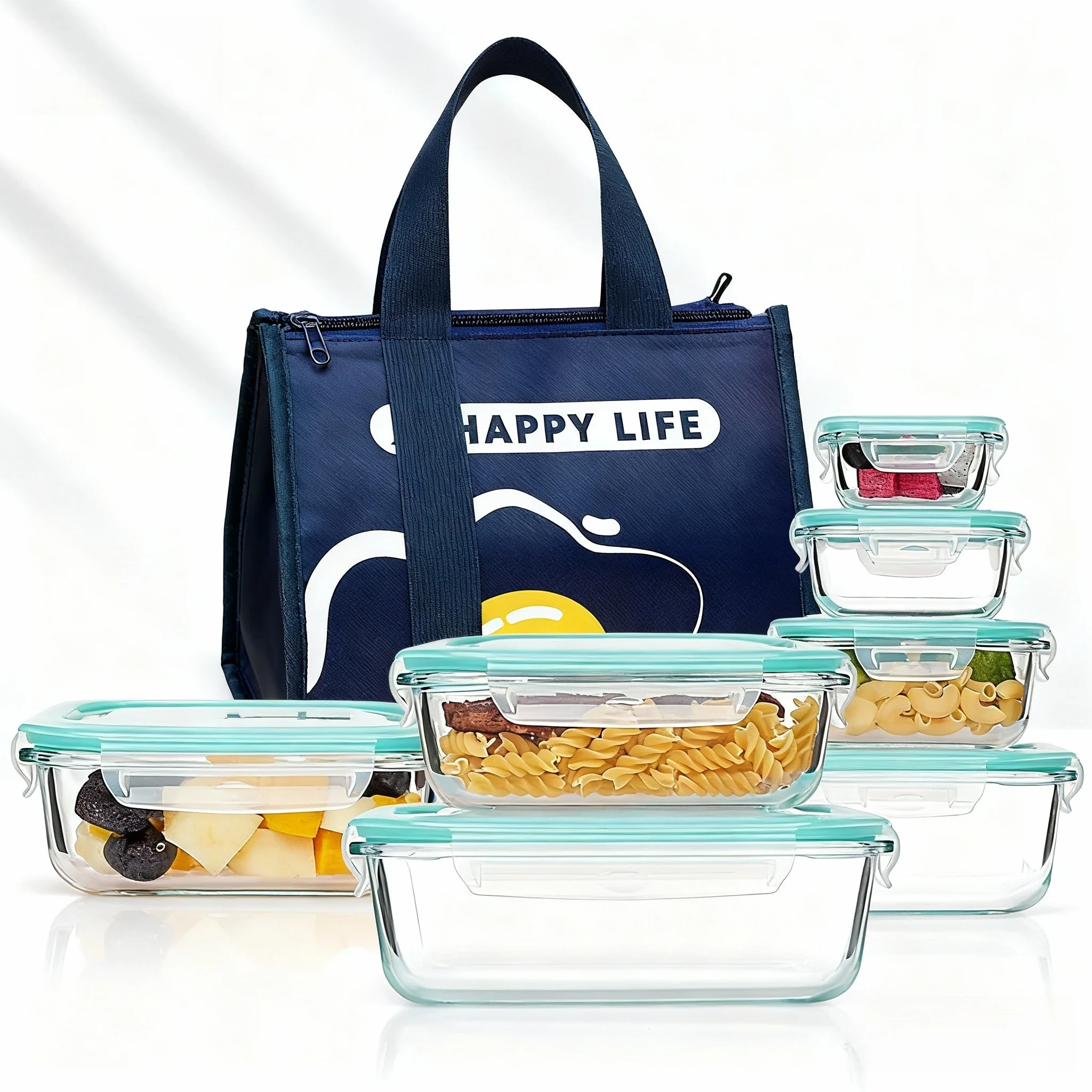 Meal Prep Rezepte - Lunch-Bento-Box aus Glas für Erwachsene, Aufbewahrungsbehälter