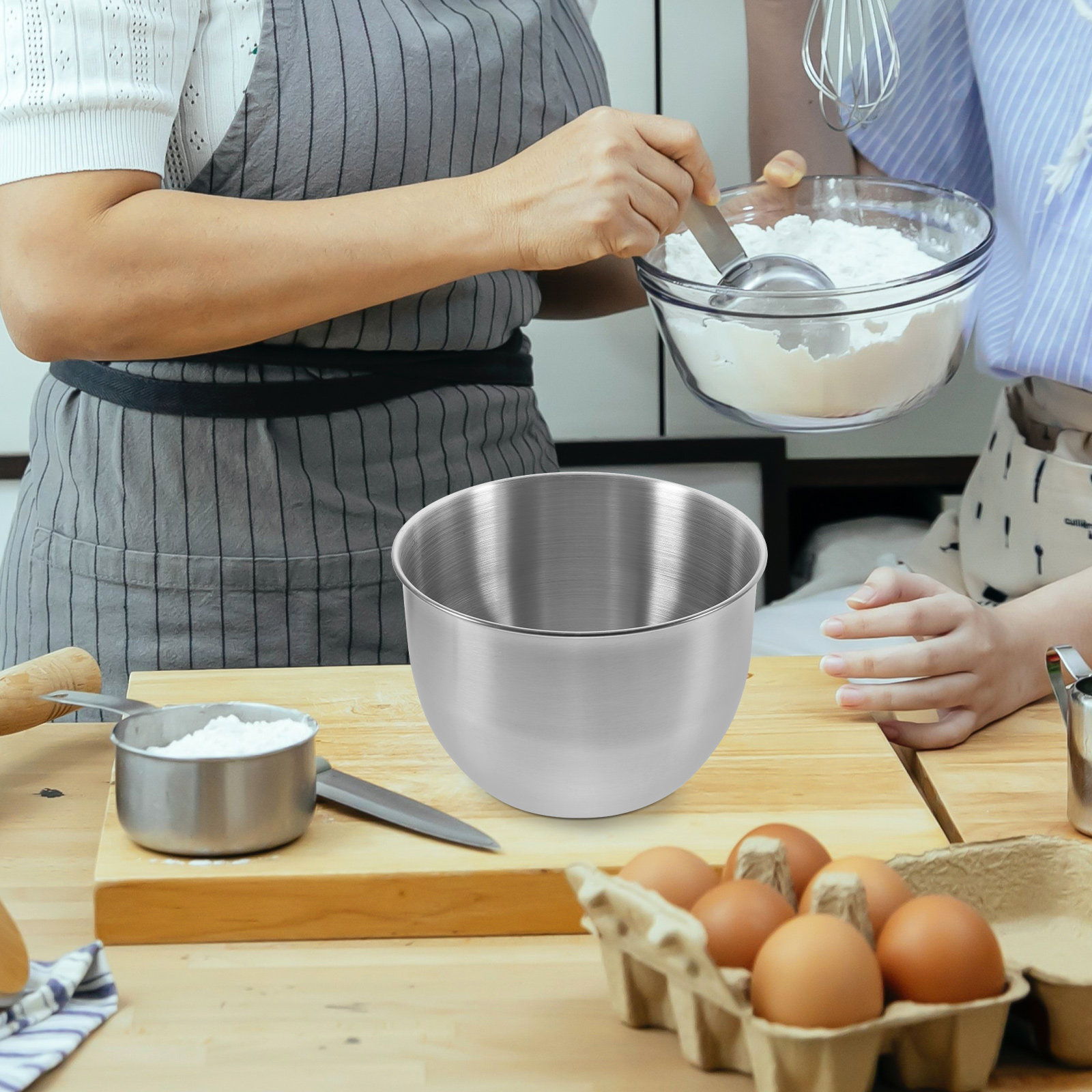 Meal Prep Bowl - Tiefe Edelstahl-Rührschüssel, Dicke Metallschüssel für Backen,