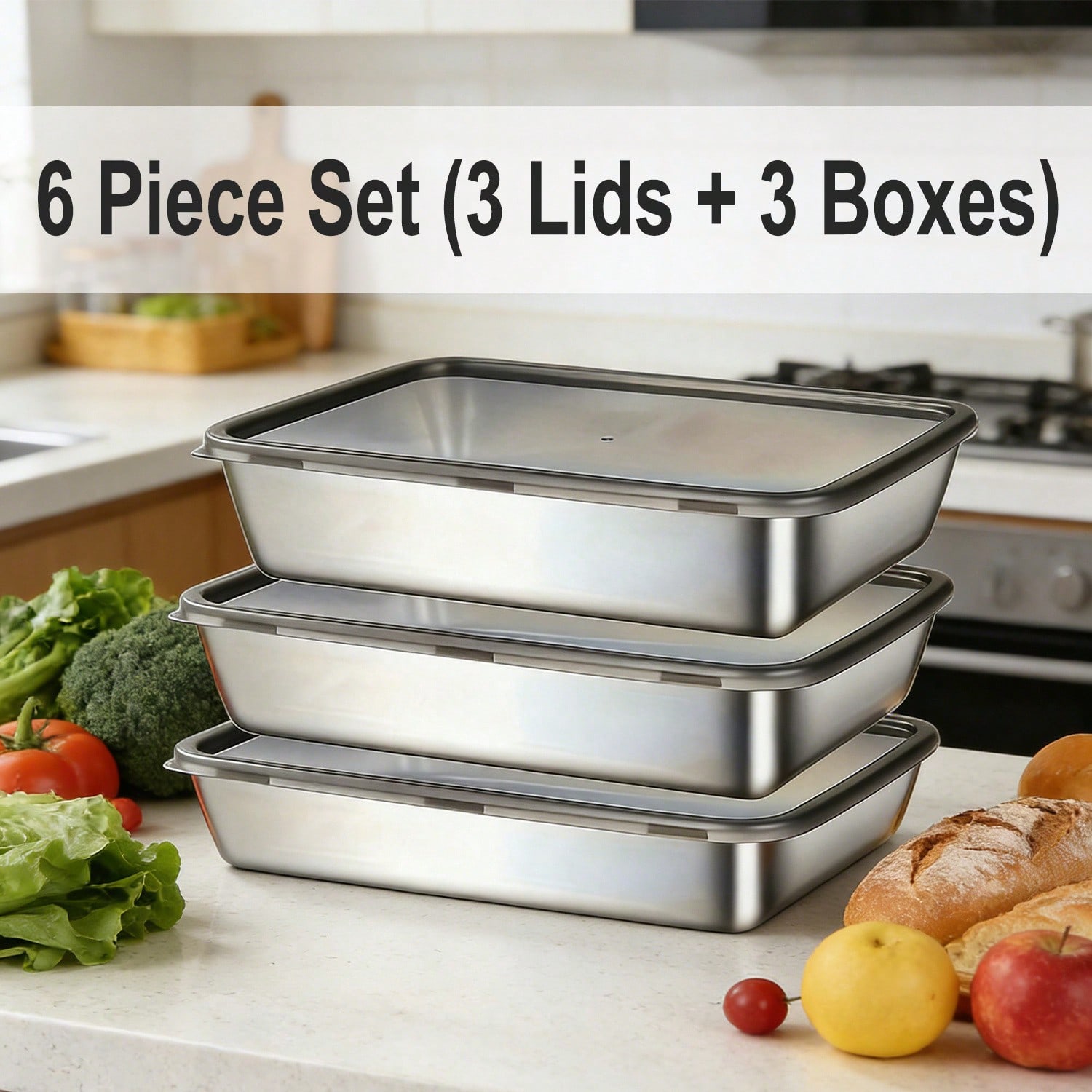 6-teiliges Set (3 Behälter + 3 – Meal Prep Kitchen Bewertung und Preis