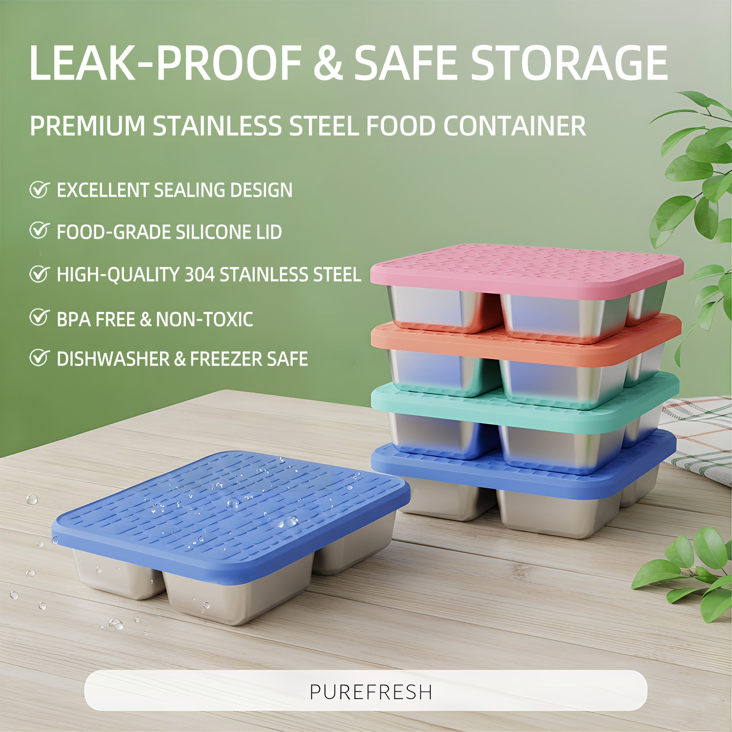 304 Edelstahl-Lunchbox mit 4 F – Meal Prep Bowl Bewertung und Preis