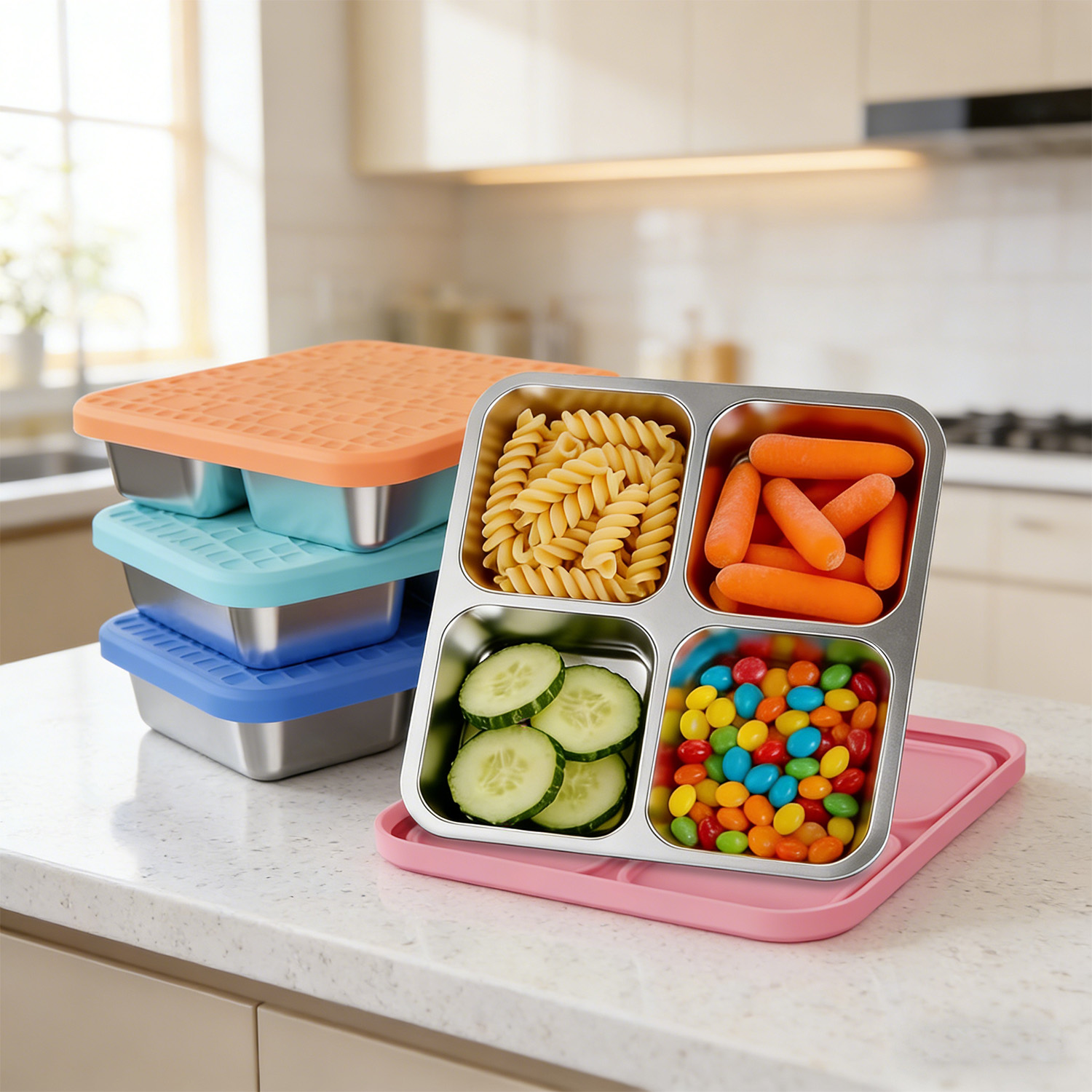 304 Edelstahl-Lunchbox mit 4 F – Meal Prep Bowl Bewertung und Preis
